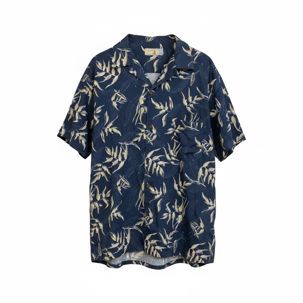 High Surf Men's Hawaiian Camp Shirt Blue Tropical Floral 2XL 100% Cotton NWT